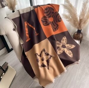 Cashmere Printed Scarf ▪︎ Brown/Orange